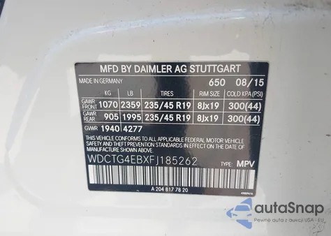 2015 Mercedes-Benz Gla 250 z USA, uszkodzony, nr VIN WDCTG4EBXFJ185262